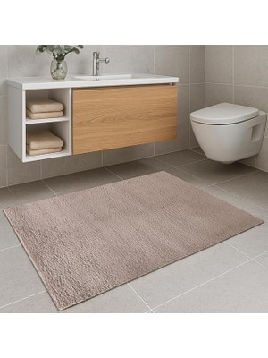Wishora Store Home Kahverengi (Vizon) Banyo Paspası | Peluş Kaymaz Tabanlı | Yumuşak ve Kalın Doku | 4 Ölçü | Makinede Yıkanabilir (40X60 Cm)