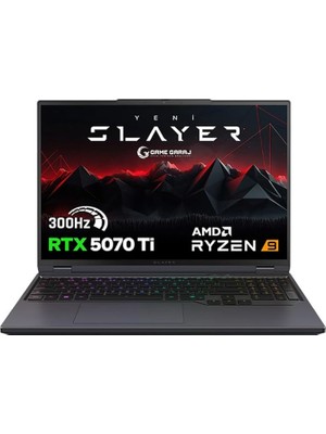 Wishora Store Garaj Slayer R9T3D-5070TI C1 Amd Ryzen 9 9955HX3D 32GB Ram 1tb SSD RTX5070TI 16" Qhd+ IPS 300Hz Freedos Gaming Laptop