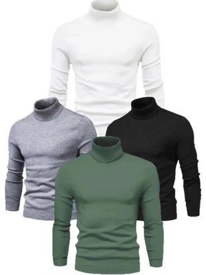 Çamaşır Kenti 4 Adet Unisex Kaşkorse Boğazlı Full Likralı Fitilli Body Kazak