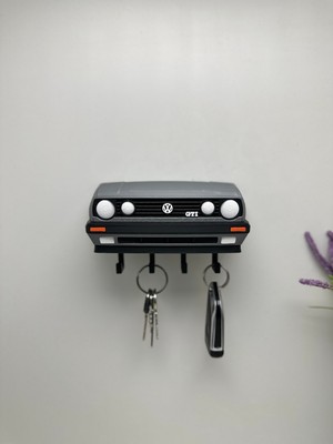3dpazarıcom 3D Baskı Dekoratif Volkswagen Golf Mk2 Model Tasarımlı Anahtar Askılığı