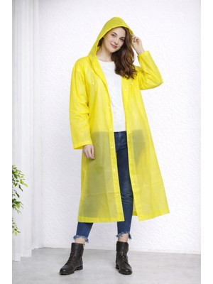 Orvila Eva Su Geçirmez Kaliteli Uzun Yağmurluk Unisex - Kadın Erkek Kapüşonlu Çıtçıtlı Standart Beden