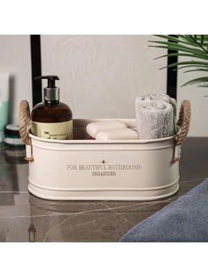 Wishora Store Metal Ip Kulplu Baton Metal Banyo Düzenleyici, Banyo Organizeri (For Beautiful Bathrooms Organizer Baskı) LN1207K