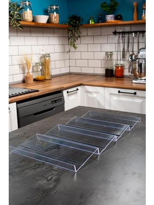 Wishora Store Home 4 Adet Kaydırmaz Pedli Şeffaf Stand Baharatlık Standı Çekmece Içi Düzenleyici Mhydkplx4