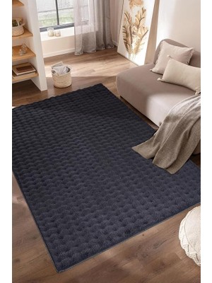 Wishora Store Home Antrasit Bubble Peluş Halı - Yumuşak, Kaymaz Tabanlı, Makinede Yıkanabilir Salon Halısı (Farklı Boy Seçenekleri) (100X300)