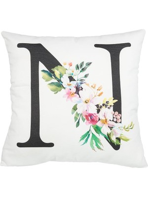 Wishora Store Home Dekor Harf Kırlent Modern Beyaz N Kırlent Kılıfı