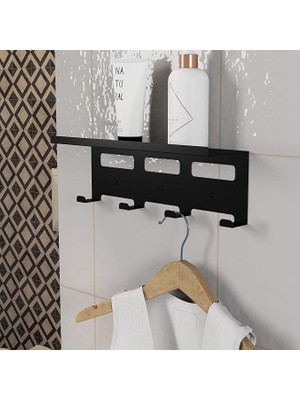 Wishora Store Metal Duvar Rafı ve Askılık - Çok Amaçlı Askı Aparatatı - Banyo, Mutfak, Giyinme Odası, Kiler ve Oda Kapı Arkaları Için Uygun