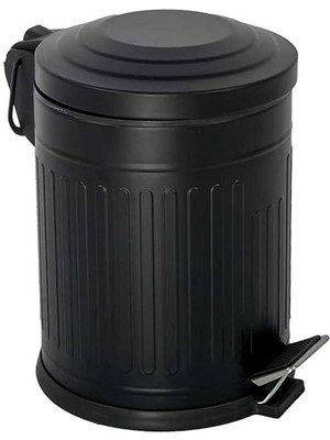Wishora Store 5-12- 16 Lt Vintage Serisi Amortisör Kapaklı Çöp Kovası (Banyo - Mutfak - Tuvalet - Balkon) (Siyah, 5 Litre)