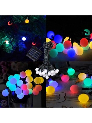 Wishora Store Solar 50 Ledli 8 Modlu Canlı Renkli Toplar Bahçe Aydınlatma Dekorasyon Güneş Enerjili