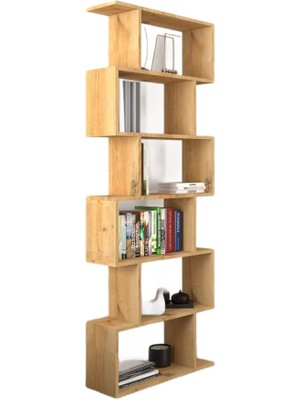Wishora Store 6 Raflı Kitaplık, Dekoratif Raf Zigzag Kitaplık, Labirent Dekor, Rivoli