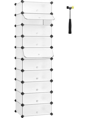 Wishora Store Plastik Ayakkabı Rafı, Dikdörtgen 10'lu Sistem, Beyaz LPC10W