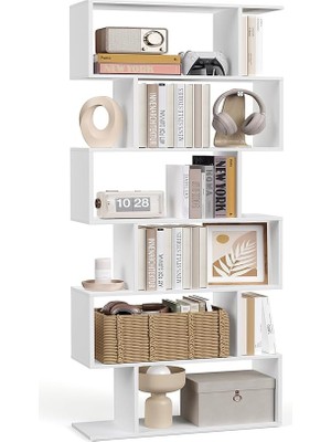 Wishora Store Kitaplık, 6 Katlı, Ayaklı Raf, Ofis Rafı, Bağımsız, Dekoratif Raf, Sunum Için, Modern, Oturma Odası, Yatak Odası, Ofis Için, Beyaz LBC61WT