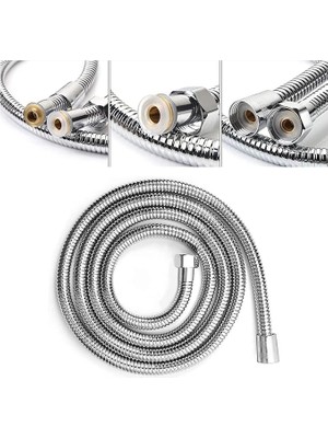 Wishora Store Home Spiralli Örgülü Duş Hortumu,banyo Duş Hortumu (1,5 Metre) (Krom)
