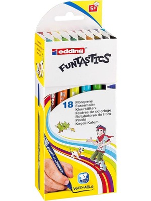 Wishora Store 15 Funtastıcs Çocuklar Için Ince Uçlu Keçeli Kalem 18'li Set - 1 mm Yuvarlak Uç