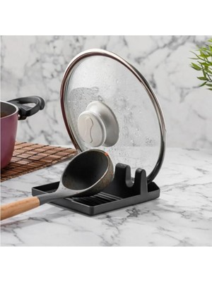 Wishora Store Home Tezgah Üstü Kirli Kaşıklık, 14X12 cm Plastik Mutfak Kepçelik, Kaymaz Tabanlı, Kolay Temizlenebilir Organizer, Mutfak Kaşıklık Organizer, Tezgah Kaşık Koyma Kabı, Antrasit