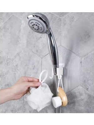 Wishora Store Renkli Kendinden Yapışkanlı Duş Başlık Tutucu ve Lif Askısı Aparat Banyo Düzenleyici