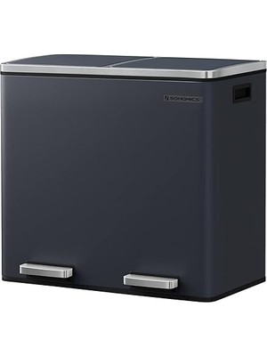 Wishora Store LTB48GS Mutfak Için 2 Bölmeli Pedallı Çöp Kutusu 2 x 24L Yumuşak Kapanış Plastik Iç Kovalı Çöp Kutusu, Ayak Pedallı ve Taşıma Saplı