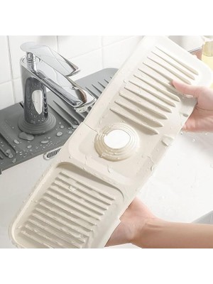 Wishora Store Home Musluk Matı, Eviye Matı,elastik Musluk Matı Su Tutucu Düzenleyici Kaydırmaz Taban Organizer Mutfak Banyo Lavabo,musluk Matı Silikon (Beyaz)