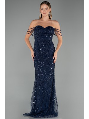 Abiyefon Straplez Boncuklu Uzun Abiye Elbise ABU5477