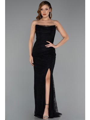 Abiyefon Bacak Dekolteli Uzun Dantel Abiye Elbise ABU5407