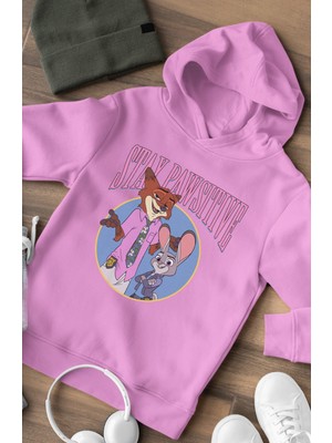 Fuddy Moda Stay Pawsitive Baskılı Kapüşonlu Çocuk Sweatshirt, Unisex Zootopia Temalı Hoodie