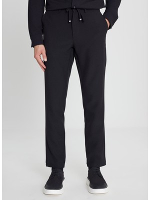 Altınyıldız Classics Bağlamalı Bel Normal Paça Slim Fit Siyah Erkek Pantolon ACE001252541_SYH