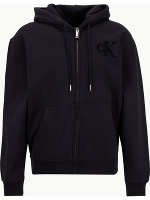 Calvin Klein Jeans Kapüşon Yaka Siyah Erkek Sweatshırt LV04RD251GUB1 350GSM Fleece Gıft Gı