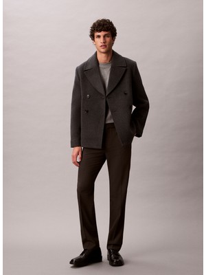 Calvin Klein Gri Erkek Normal Ceket LV04LD472GQQE_LS Dbl Face Concrete