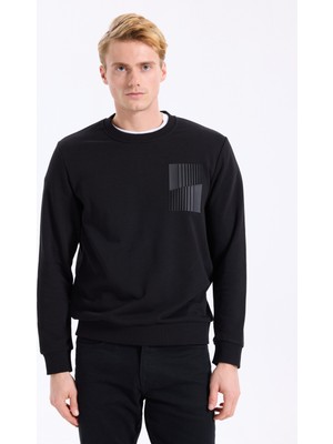 Altınyıldız Classics Siyah Erkek Bisiklet Yaka Standart Sweatshirt ACE052261046_SYH