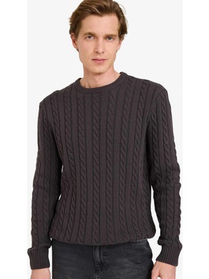 DeFacto Standart Fit Bisiklet Yaka Saç Örgülü Triko Kazak G6388AX25CW