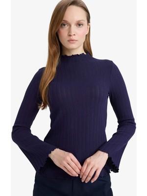 DeFacto Slim Fit Dar Kesim Fitilli Kaşkorse Uzun Kollu Tunik F7136AX25AU