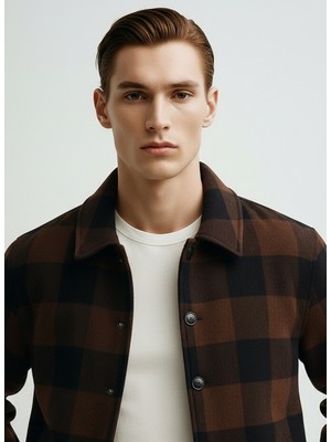 Tommy Hilfiger Normal Kahve Erkek Ceket MW0MW406230M7_WOOL Dbl Face Check C