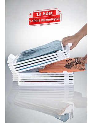 Vivenda 10 Katlı T-Shirt Düzenleyici – Dolap ve Çekmece İçi Kıyafet Organizer, 10'lu Set