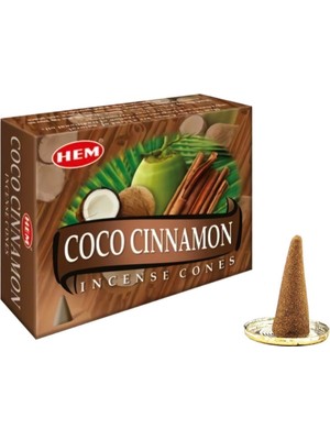 cosangroup Hem Coco Cinnamon Piramit Konik Tütsü – 12 Paket x 10 Adet (Toplam 120 Konik)