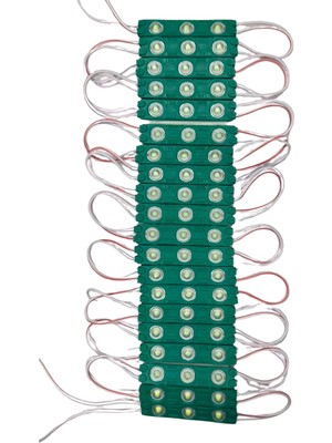 Powerr Led Aydınlatma 20 Adet 12 Volt 1.2 Watt 3 Lensli Yeşil 2835 Smd LED Modül IP65