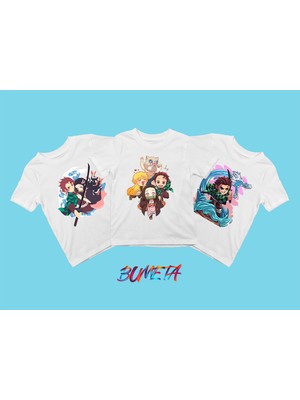 Bumeta Demon Slayer Karakter Baskılı Çocuk Tişört 3'lü Set