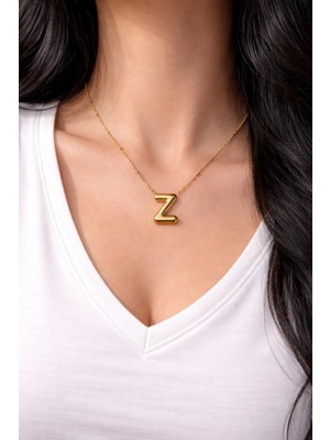 Stilly Kararmaz Çelik Z Harf Balon Kolye