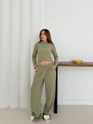 Zengezur Mall Ozlstor Balıkçı Yaka Örme Takım Mint ST265865 (Beden: S)