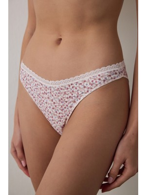 Penti Açık Pembe Easy Lace Dantel Desenli V Model Slip Külot