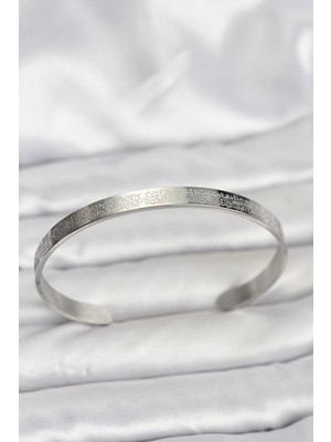 Mey İthalat Bfs 316L Çelik Gümüş Renk Ayetel Kürsi Yazılı Bileklik