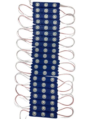 Powerr Led Aydınlatma 20 Adet 12 Volt 1.2 Watt 3 Lensli Turkuaz 2835 Smd LED Modül IP65