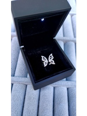 Zanaat Silver 925 Ayar Gümüş Işıklı Kutuda Ayarlanabilir Kelebek Model Gümüş Kadın Yüzük