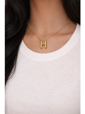 Stilly Kararmaz Çelik H Harf Balon Kolye