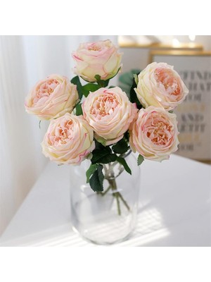 Nettenevime Yapay Çiçek Islak Gül Şakayık Katmerli Gül Soft Pembe Renk Gerçeksi Dokunuş 45CM