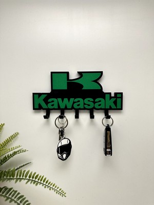 3dpazarıcom 3D Baskı Dekoratif Kawasakı Model Motorcu Anahtar Askılığı
