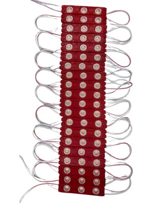 Powerr Led Aydınlatma 20 Adet 12 Volt 1.2 Watt 3 Lensli Kırmızı 2835 Smd LED Modül IP65