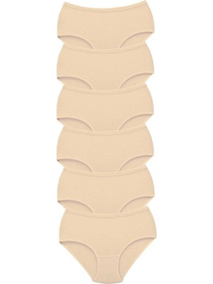 Marsilyan 6 Adet Tutku Kadın Yüksek Bel Bato Kalın Lastik Külot Ten