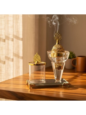 cosangroup Cam Tütsülük | Dekoratif Cam Tütsü Yakacağı | 15,5 x 6 x 12,5 cm | Ev & Ofis Meditasyon Aksesuarı