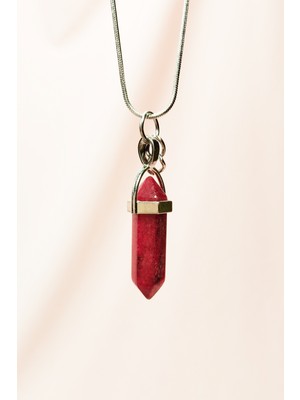 Marsilyan Yakut Doğal Taşı Zincirli El Yapımı Tasarımlı Kolye Uç: 3,5 cm Zincir: 20 cm Kutulu