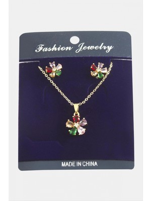 Marsilyan Papatya Zirkon Taşlı Set Kolye