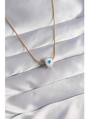 Marsilyan 316L Çelik Gold Renk Mineli Nazar Model Kolye - TJ-BKO8757